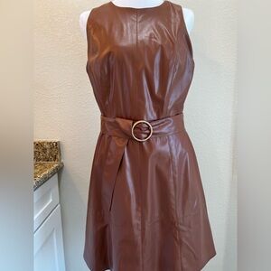 Taylor Swift Brown Leather Midi Dress